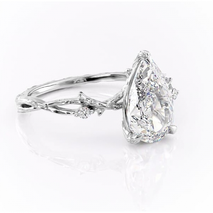 Inel de logodnă Meliora din aur Alb 14kt cu moissanite tăietură pară – Solitar rafinată pentru profil mediu | Personalizează și configurează gratuit online [1]