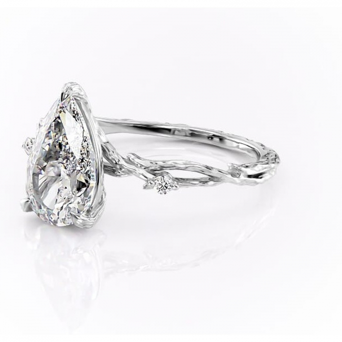 Inel de logodnă Meliora din aur Alb 14kt cu moissanite tăietură pară – Solitar rafinată pentru profil mediu | Personalizează și configurează gratuit online [7]