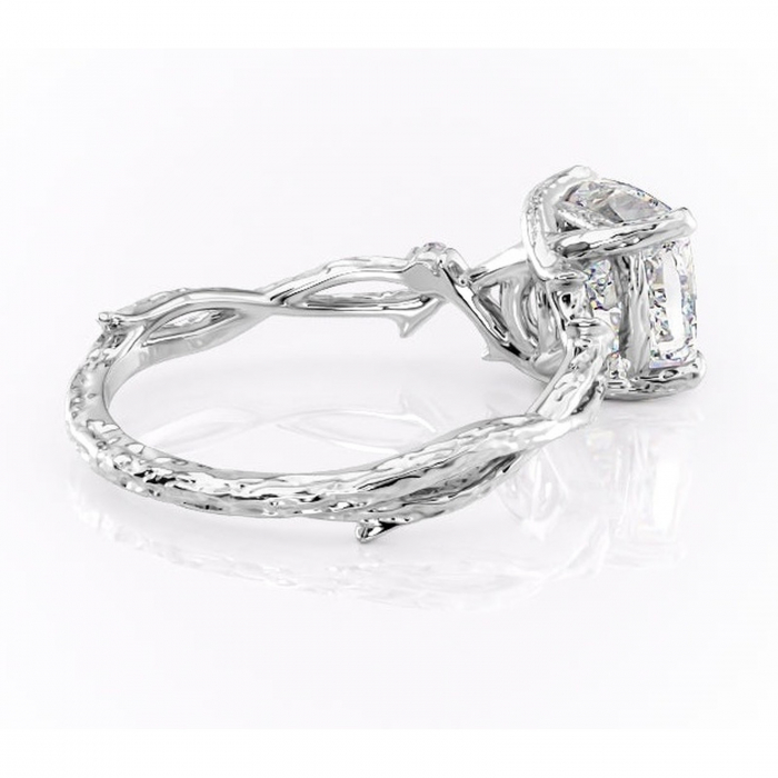 Inel de logodnă Meliora din aur Alb 14kt cu moissanite tăietură pernă – Solitar rafinată pentru profil mediu | Personalizează și configurează gratuit online [3]