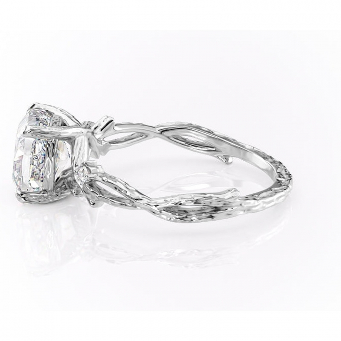 Inel de logodnă Meliora din aur Alb 14kt cu moissanite tăietură pernă – Solitar rafinată pentru profil mediu | Personalizează și configurează gratuit online [6]