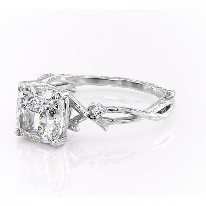 Inel de logodnă Meliora din aur Alb 14kt cu moissanite tăietură pernă – Solitar rafinată pentru profil mediu | Personalizează și configurează gratuit online [7]