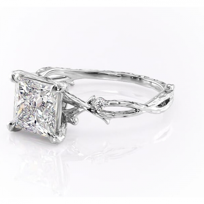 Inel de logodnă Meliora din aur Alb 14kt cu moissanite tăietură princess – Solitar rafinată pentru profil mediu | Personalizează și configurează gratuit online [7]