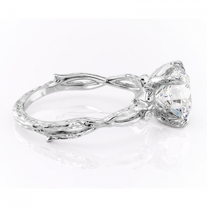 Inel de logodnă Meliora din aur Alb 14kt cu moissanite tăietură rotundă – Solitar rafinată pentru profil mediu | Personalizează și configurează gratuit online [2]