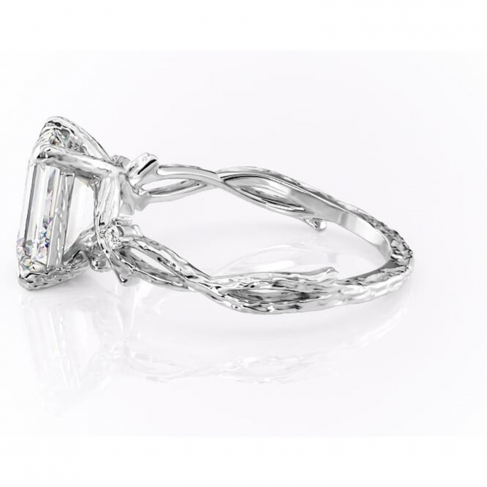 Inel de logodnă Meliora din aur Alb 14kt cu moissanite tăietură smarald – Solitar rafinată pentru profil mediu | Personalizează și configurează gratuit online [6]