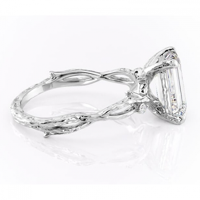 Inel de logodnă Meliora din aur Alb 14kt cu moissanite tăietură smarald – Solitar rafinată pentru profil mediu | Personalizează și configurează gratuit online [2]