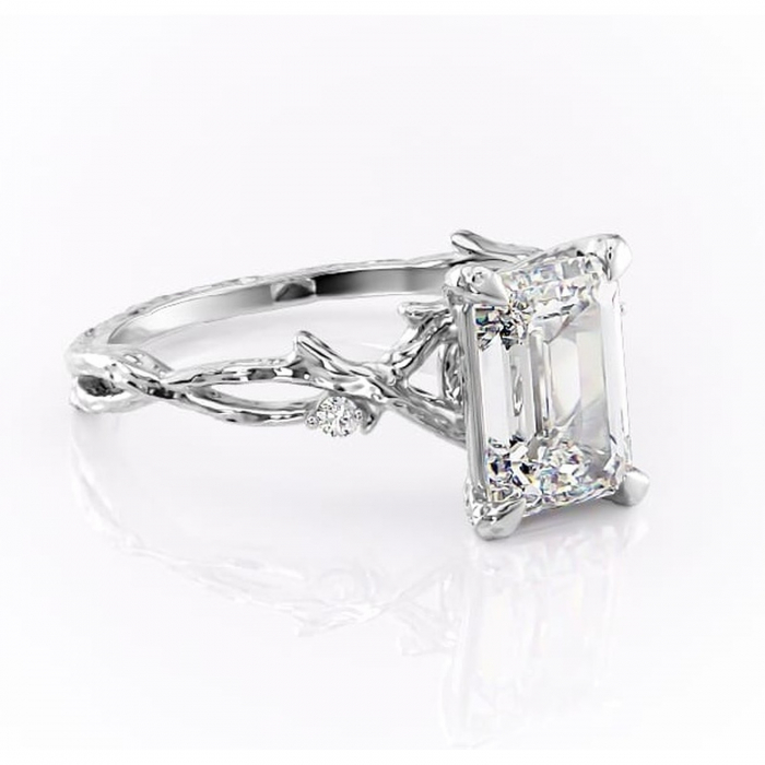 Inel de logodnă Meliora din aur Alb 14kt cu moissanite tăietură smarald – Solitar rafinată pentru profil mediu | Personalizează și configurează gratuit online [1]