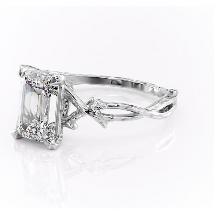 Inel de logodnă Meliora din aur Alb 14kt cu moissanite tăietură smarald – Solitar rafinată pentru profil mediu | Personalizează și configurează gratuit online [7]