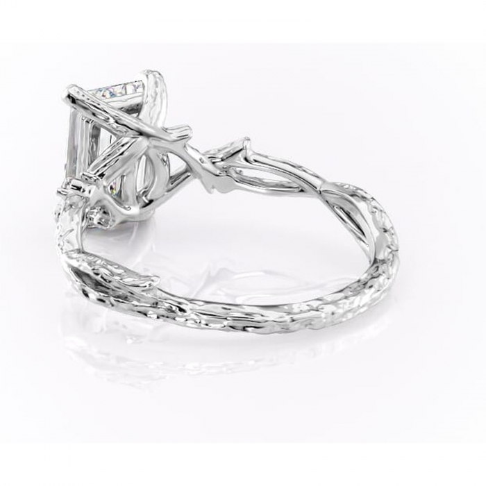 Inel de logodnă Meliora din aur Alb 14kt cu moissanite tăietură smarald – Solitar rafinată pentru profil mediu | Personalizează și configurează gratuit online [4]