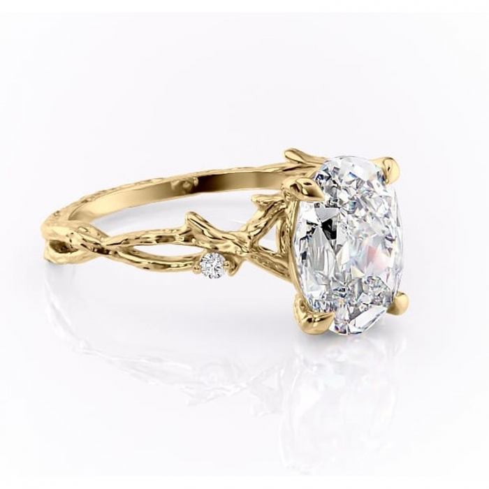 Inel de logodnă Meliora din aur Galben 14kt cu moissanite tăietură ovală – Solitar rafinată pentru profil mediu | Personalizează și configurează gratuit online [1]