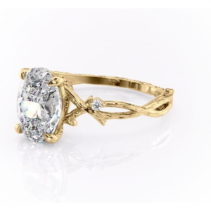 Inel de logodnă Meliora din aur Galben 14kt cu moissanite tăietură ovală – Solitar rafinată pentru profil mediu | Personalizează și configurează gratuit online [7]