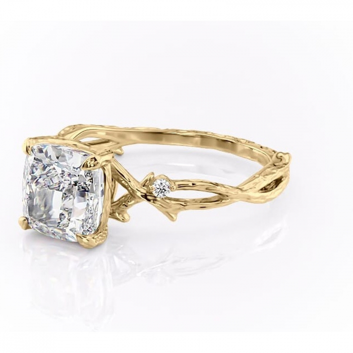 Inel de logodnă Meliora din aur Galben 14kt cu moissanite tăietură pernă – Solitar rafinată pentru profil mediu | Personalizează și configurează gratuit online [7]