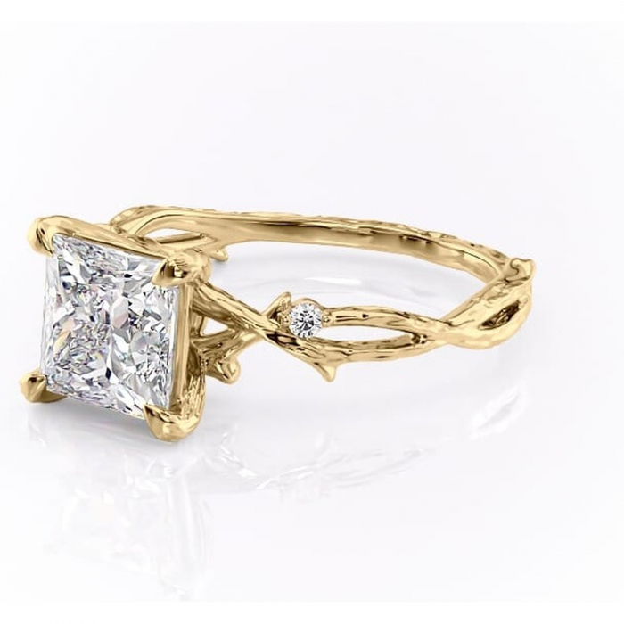 Inel de logodnă Meliora din aur Galben 14kt cu moissanite tăietură princess – Solitar rafinată pentru profil mediu | Personalizează și configurează gratuit online [7]