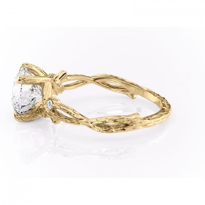 Inel de logodnă Meliora din aur Galben 14kt cu moissanite tăietură rotundă – Solitar rafinată pentru profil mediu | Personalizează și configurează gratuit online [6]