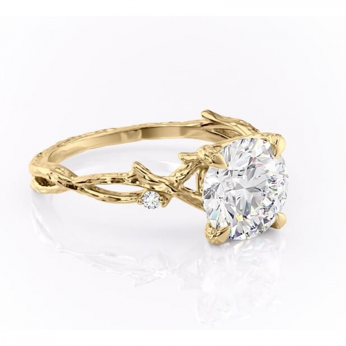 Inel de logodnă Meliora din aur Galben 14kt cu moissanite tăietură rotundă – Solitar rafinată pentru profil mediu | Personalizează și configurează gratuit online [1]
