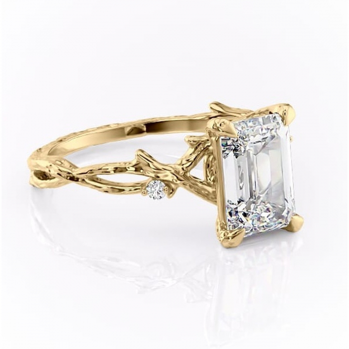 Inel de logodnă Meliora din aur Galben 14kt cu moissanite tăietură smarald – Solitar rafinată pentru profil mediu | Personalizează și configurează gratuit online [1]