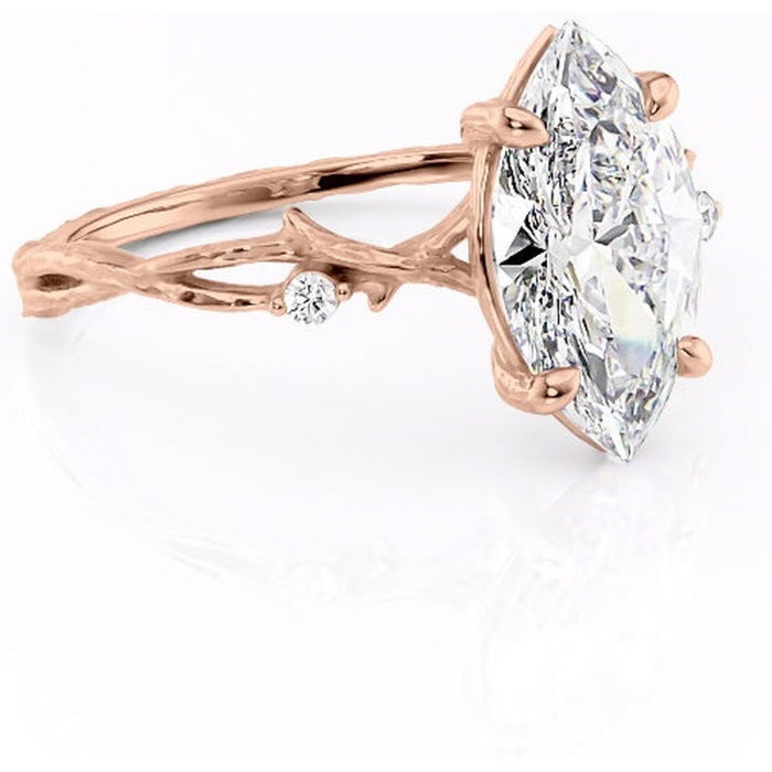 Inel de logodnă Meliora din aur Rose 14kt cu moissanite tăietură marquise – Solitar rafinată pentru profil mediu | Personalizează și configurează gratuit online [1]