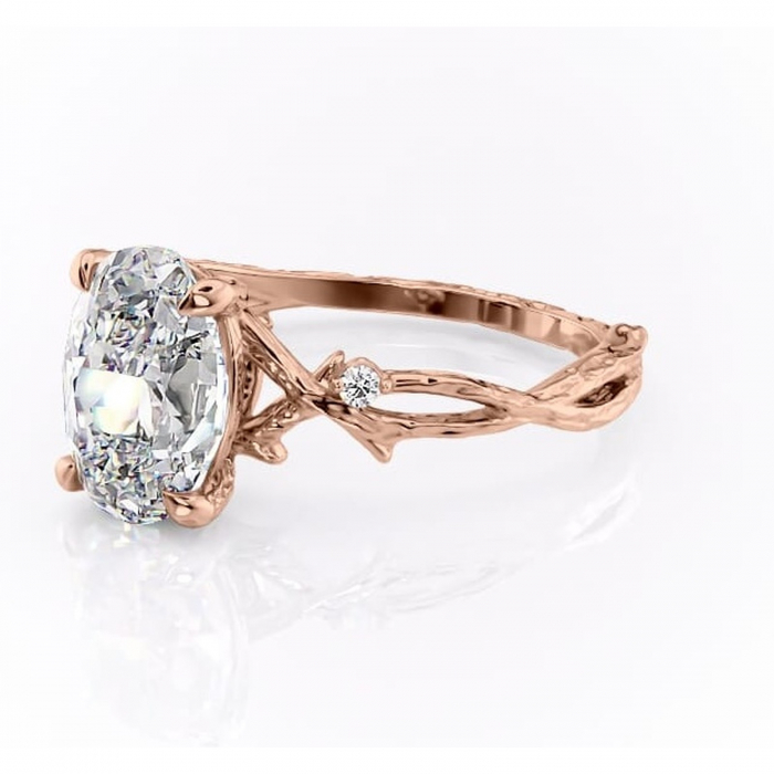 Inel de logodnă Meliora din aur Rose 14kt cu moissanite tăietură ovală – Solitar rafinată pentru profil mediu | Personalizează și configurează gratuit online [7]