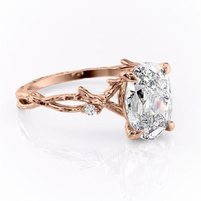 Inel de logodnă Meliora din aur Rose 14kt cu moissanite tăietură ovală – Solitar rafinată pentru profil mediu | Personalizează și configurează gratuit online [1]