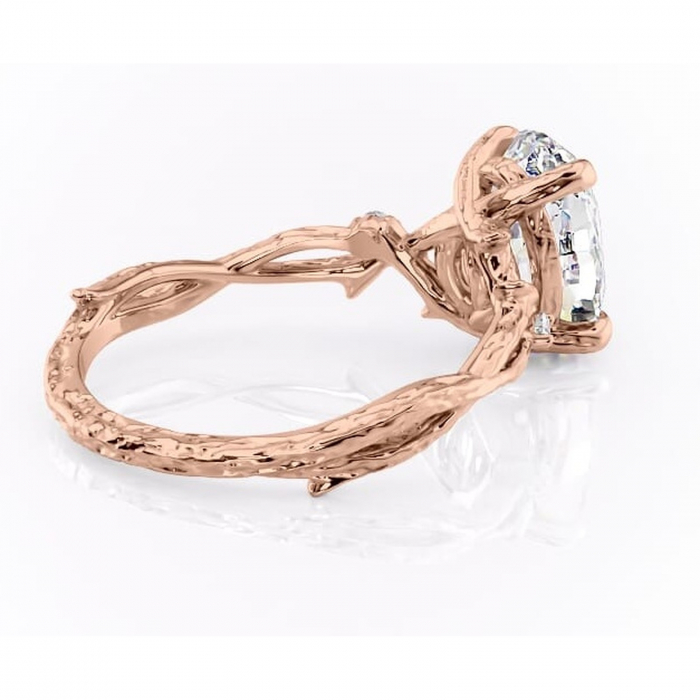 Inel de logodnă Meliora din aur Rose 14kt cu moissanite tăietură ovală – Solitar rafinată pentru profil mediu | Personalizează și configurează gratuit online [3]