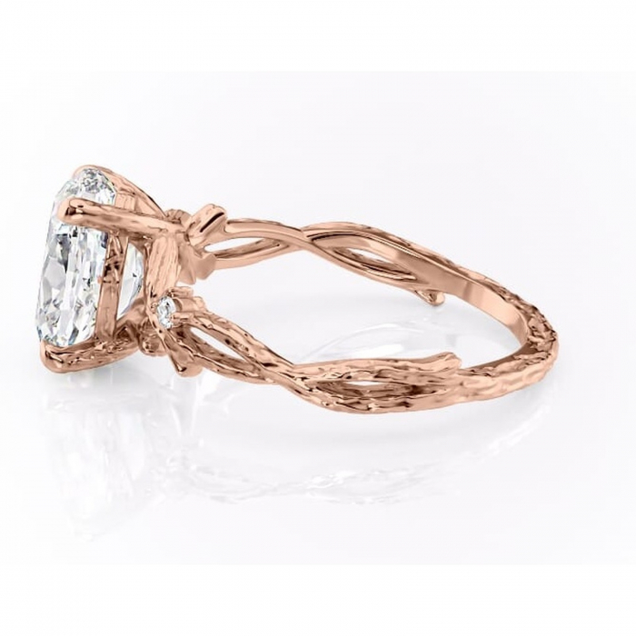 Inel de logodnă Meliora din aur Rose 14kt cu moissanite tăietură ovală – Solitar rafinată pentru profil mediu | Personalizează și configurează gratuit online [6]