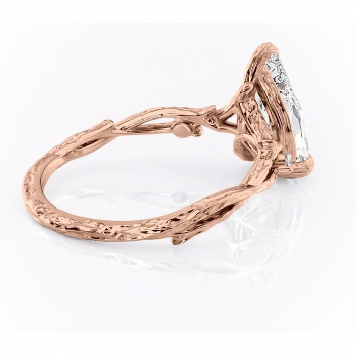 Inel de logodnă Meliora din aur Rose 14kt cu moissanite tăietură pară – Solitar rafinată pentru profil mediu | Personalizează și configurează gratuit online [3]
