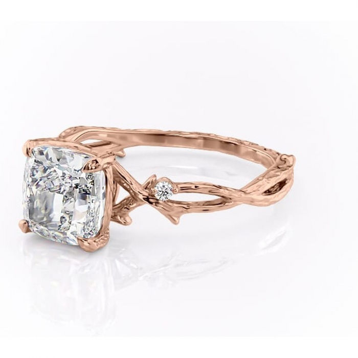 Inel de logodnă Meliora din aur Rose 18kt cu moissanite tăietură pernă – Solitar rafinată pentru profil mediu | Personalizează și configurează gratuit online [7]