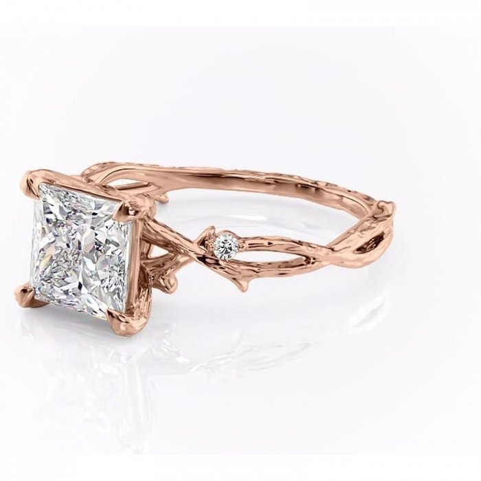 Inel de logodnă Meliora din aur Rose 14kt cu moissanite tăietură princess – Solitar rafinată pentru profil mediu | Personalizează și configurează gratuit online [7]