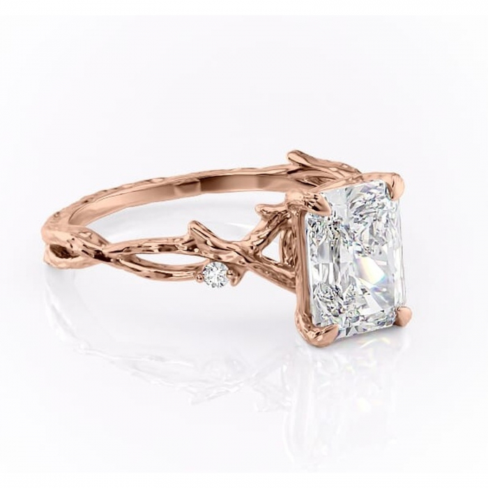 Inel de logodnă Meliora din aur Rose 14kt cu moissanite tăietură radiantă – Solitar rafinată pentru profil mediu | Personalizează și configurează gratuit online [1]