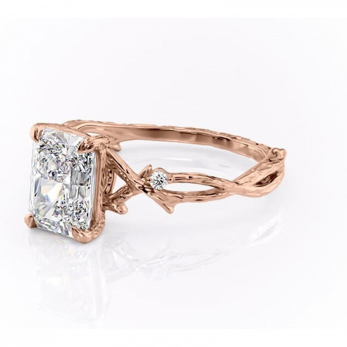 Inel de logodnă Meliora din aur Rose 14kt cu moissanite tăietură radiantă – Solitar rafinată pentru profil mediu | Personalizează și configurează gratuit online [7]