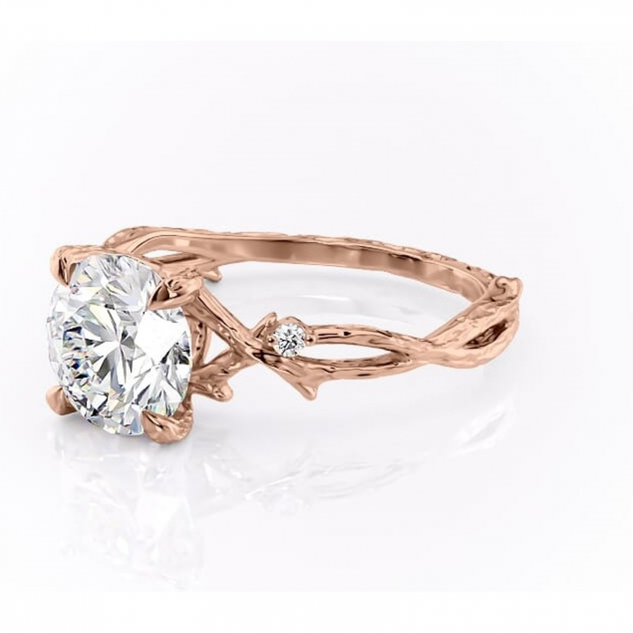 Inel de logodnă Meliora din aur Rose 14kt cu moissanite tăietură rotundă – Solitar rafinată pentru profil mediu | Personalizează și configurează gratuit online [7]
