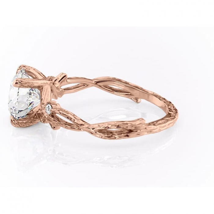 Inel de logodnă Meliora din aur Rose 14kt cu moissanite tăietură rotundă – Solitar rafinată pentru profil mediu | Personalizează și configurează gratuit online [6]