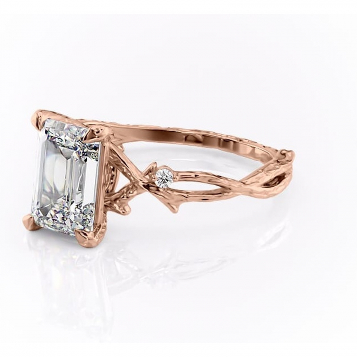 Inel de logodnă Meliora din aur Rose 18kt cu moissanite tăietură smarald – Solitar rafinată pentru profil mediu | Personalizează și configurează gratuit online [7]