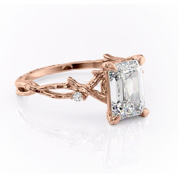 Inel de logodnă Meliora din aur Rose 18kt cu moissanite tăietură smarald – Solitar rafinată pentru profil mediu | Personalizează și configurează gratuit online [1]