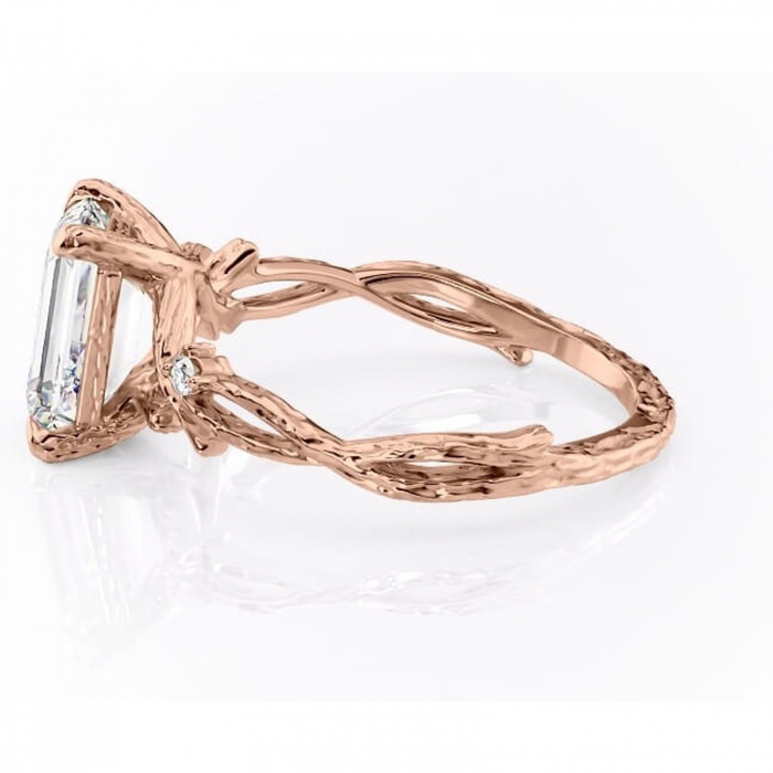 Inel de logodnă Meliora din aur Rose 18kt cu moissanite tăietură smarald – Solitar rafinată pentru profil mediu | Personalizează și configurează gratuit online [6]