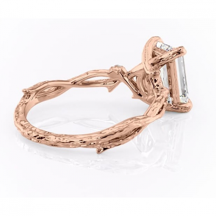 Inel de logodnă Meliora din aur Rose 18kt cu moissanite tăietură smarald – Solitar rafinată pentru profil mediu | Personalizează și configurează gratuit online [3]