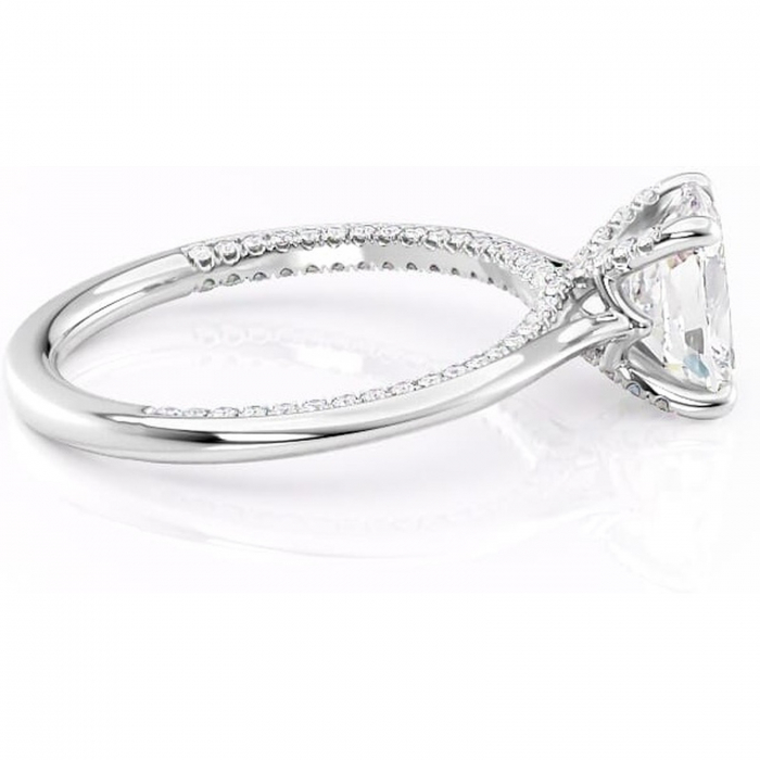 Inel de logodnă Mila din aur Alb 14kt cu moissanite tăietură asscher – Solitar rafinată pentru profil înalt | Personalizează și configurează gratuit online [2]