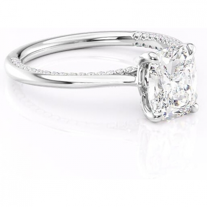 Inel de logodnă Mila din aur Alb 14kt cu moissanite tăietură asscher – Solitar rafinată pentru profil înalt | Personalizează și configurează gratuit online [1]