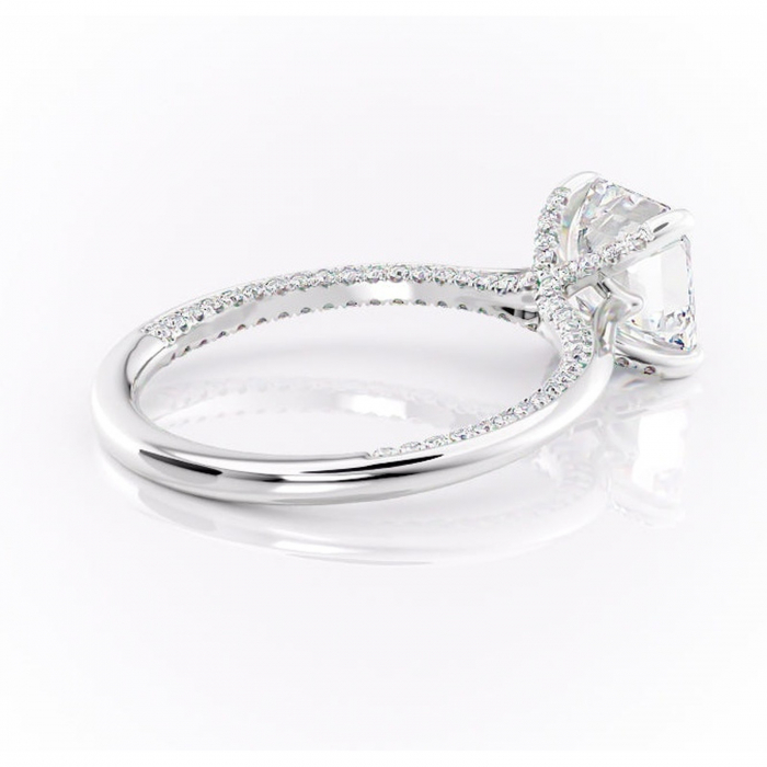 Inel de logodnă Mila din aur Alb 18kt cu moissanite tăietură asscher – Solitar rafinată pentru profil înalt | Personalizează și configurează gratuit online [3]