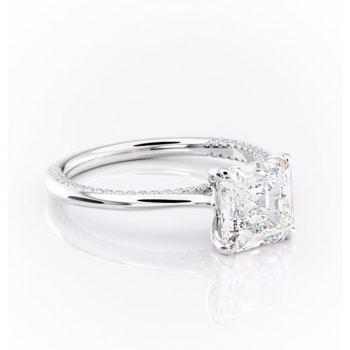 Inel de logodnă Mila din aur Alb 18kt cu moissanite tăietură asscher – Solitar rafinată pentru profil înalt | Personalizează și configurează gratuit online [1]
