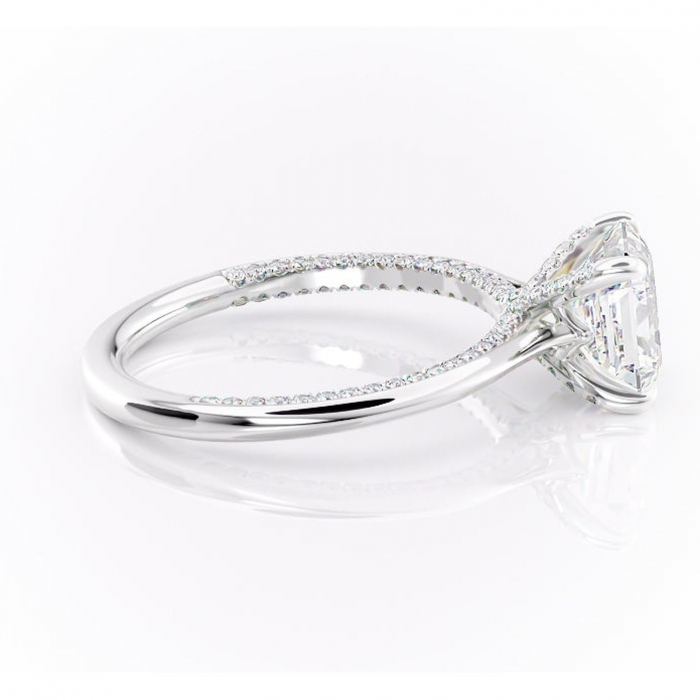 Inel de logodnă Mila din aur Alb 18kt cu moissanite tăietură asscher – Solitar rafinată pentru profil înalt | Personalizează și configurează gratuit online [2]