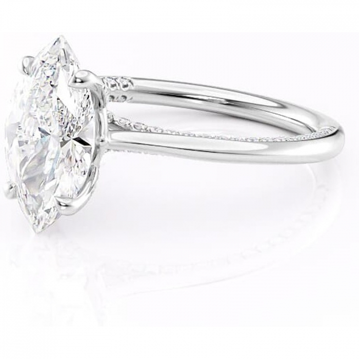 Inel de logodnă Mila din aur Alb 14kt cu moissanite tăietură marquise – Solitar rafinată pentru profil înalt | Personalizează și configurează gratuit online [7]