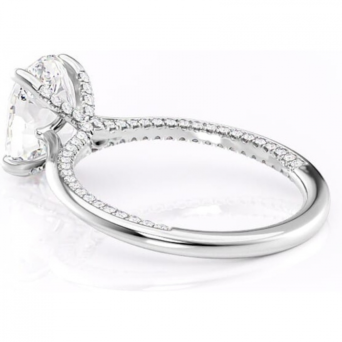 Inel de logodnă Mila din aur Alb 14kt cu moissanite tăietură ovală – Solitar rafinată pentru profil înalt | Personalizează și configurează gratuit online [5]