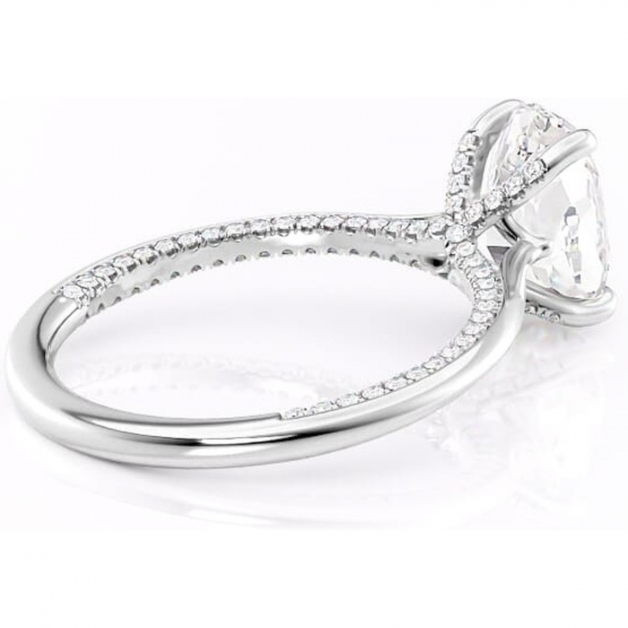 Inel de logodnă Mila din aur Alb 14kt cu moissanite tăietură ovală – Solitar rafinată pentru profil înalt | Personalizează și configurează gratuit online [3]