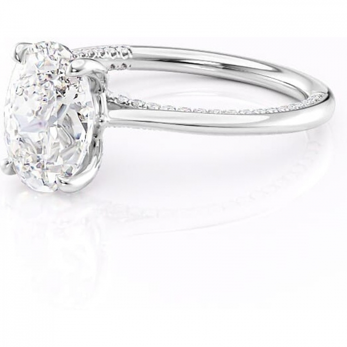 Inel de logodnă Mila din aur Alb 14kt cu moissanite tăietură ovală – Solitar rafinată pentru profil înalt | Personalizează și configurează gratuit online [7]