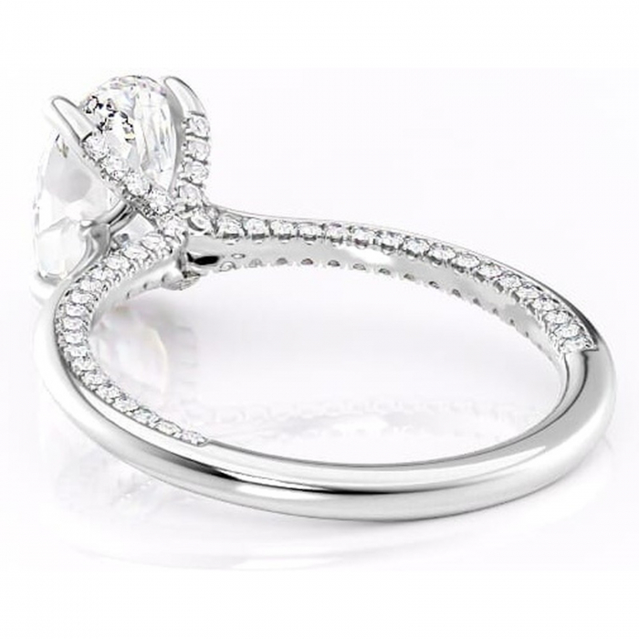 Inel de logodnă Mila din aur Alb 14kt cu moissanite tăietură ovală – Solitar rafinată pentru profil înalt | Personalizează și configurează gratuit online [4]