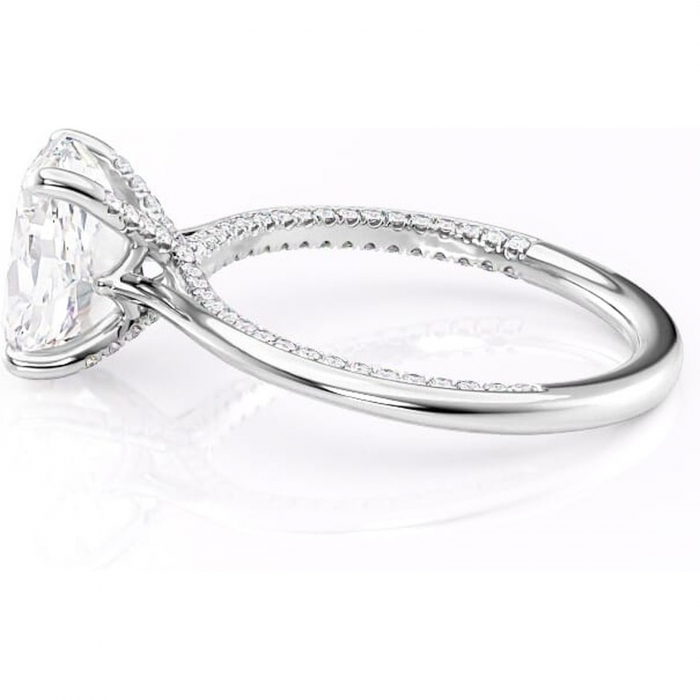 Inel de logodnă Mila din aur Alb 14kt cu moissanite tăietură ovală – Solitar rafinată pentru profil înalt | Personalizează și configurează gratuit online [6]
