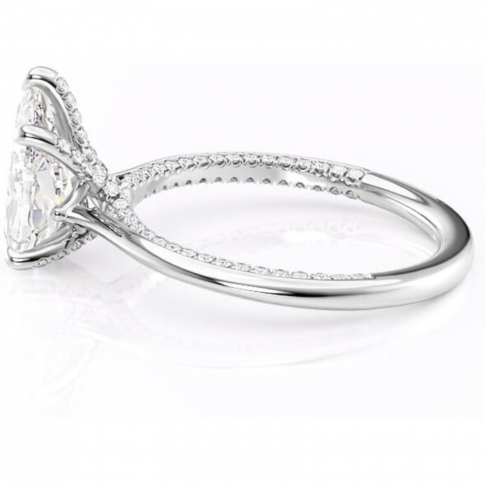 Inel de logodnă Mila din aur Alb 14kt cu moissanite tăietură pară – Solitar rafinată pentru profil înalt | Personalizează și configurează gratuit online [6]