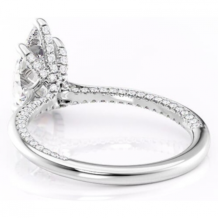 Inel de logodnă Mila din aur Alb 14kt cu moissanite tăietură pară – Solitar rafinată pentru profil înalt | Personalizează și configurează gratuit online [4]