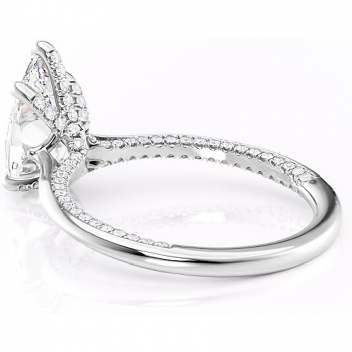 Inel de logodnă Mila din aur Alb 14kt cu moissanite tăietură pară – Solitar rafinată pentru profil înalt | Personalizează și configurează gratuit online [5]