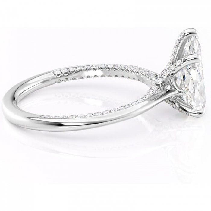 Inel de logodnă Mila din aur Alb 14kt cu moissanite tăietură pară – Solitar rafinată pentru profil înalt | Personalizează și configurează gratuit online [2]